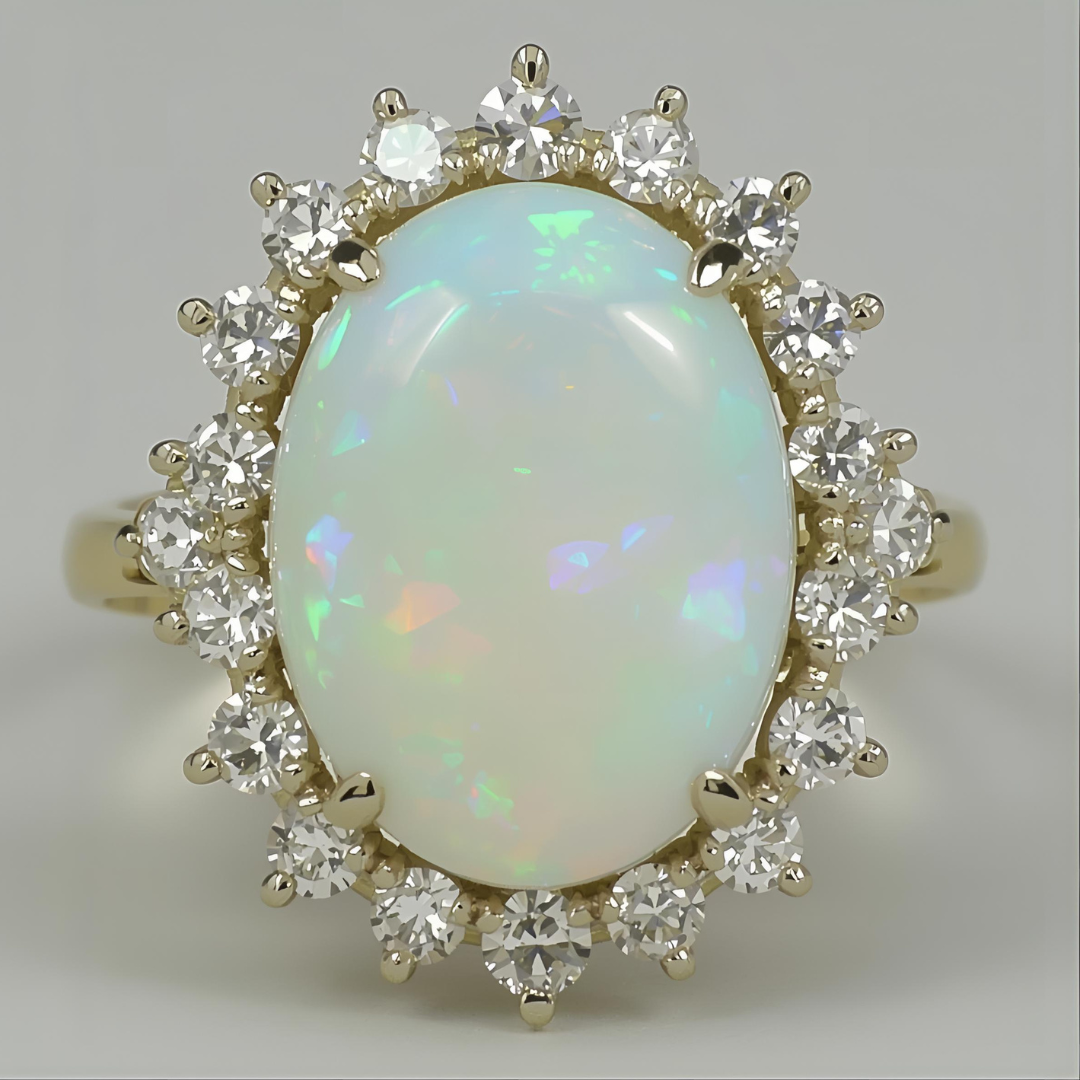 What Type of Opal Ring with Diamonds (14K Gold) Choose